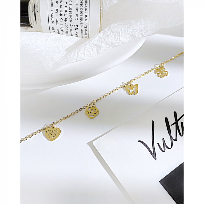 Bratara glezna inox cu flori, inimi si fluturi [12]