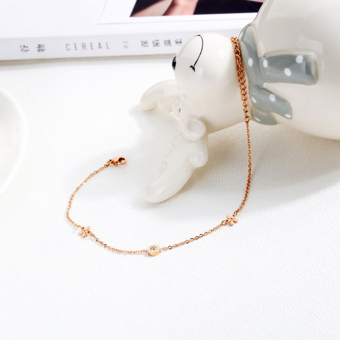 Bratara glezna inox cu flori si zirconii [8]