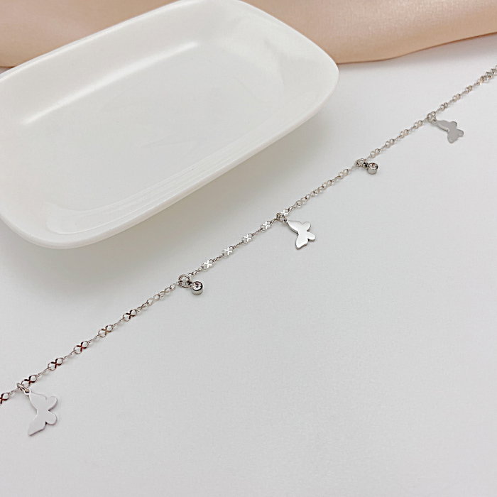 Bratara glezna inox cu fluturasi si zirconiu [7]