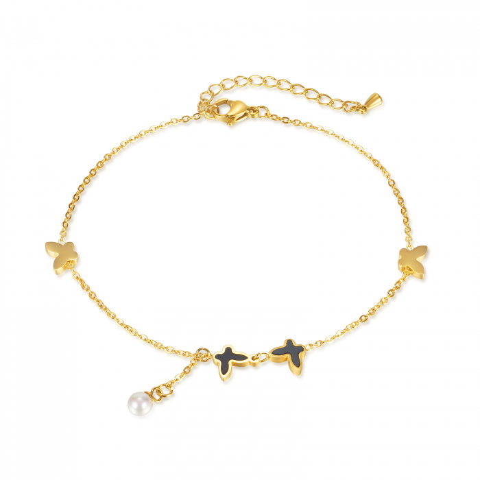 Bratara glezna inox cu fluturi si perla [1]