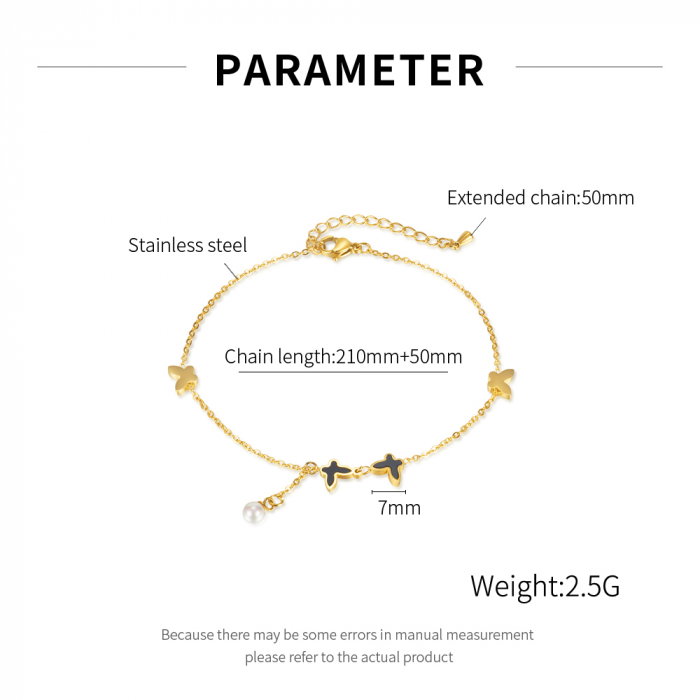 Bratara glezna inox cu fluturi si perla [6]