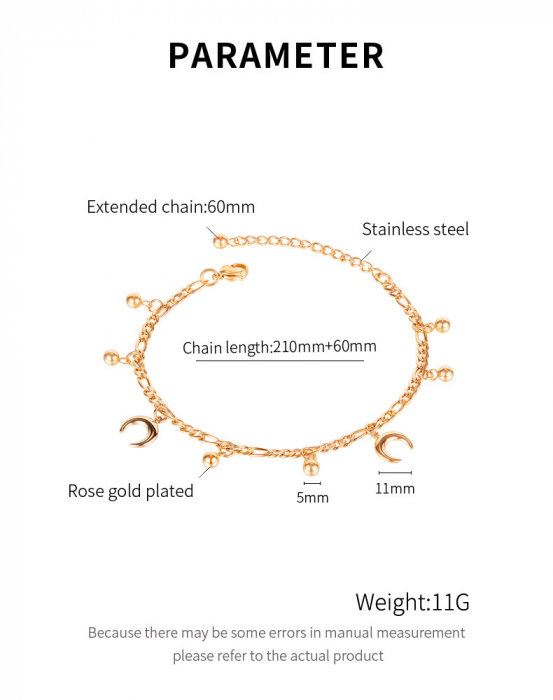 Bratara glezna inox cu semiluna si bilute [6]
