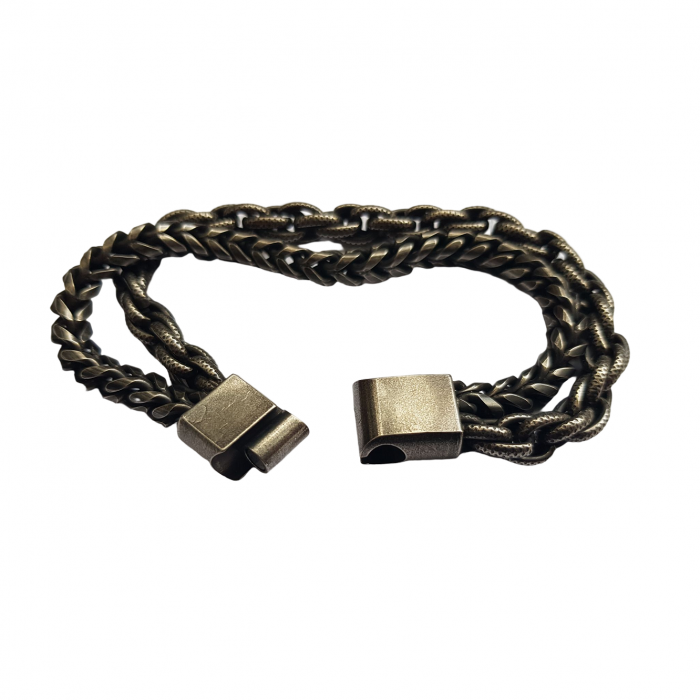 Bratara dubla din inox antichizat cu 2 lanturi de 6 mm [4]
