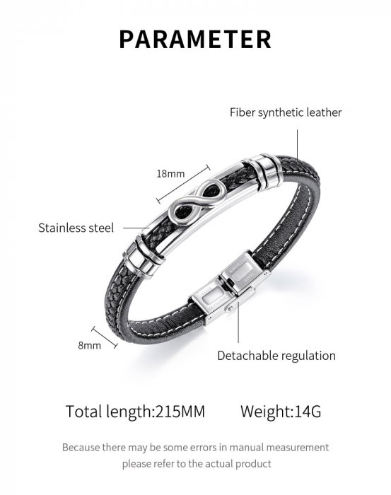 Bratara Infinity din inox si piele [5]