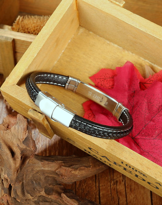 Bratara Infinity din inox si piele [8]