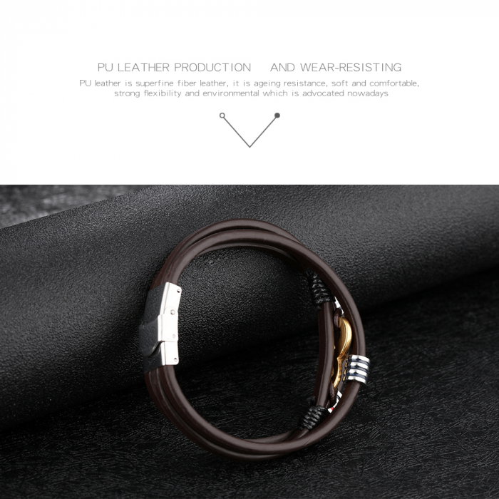 Bratara Infinity din inox si piele neagra cu drapelul Frantei [22]