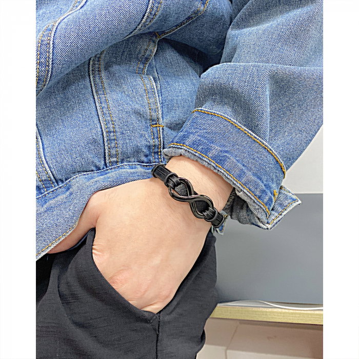 Bratara Infinity piele si inox [5]