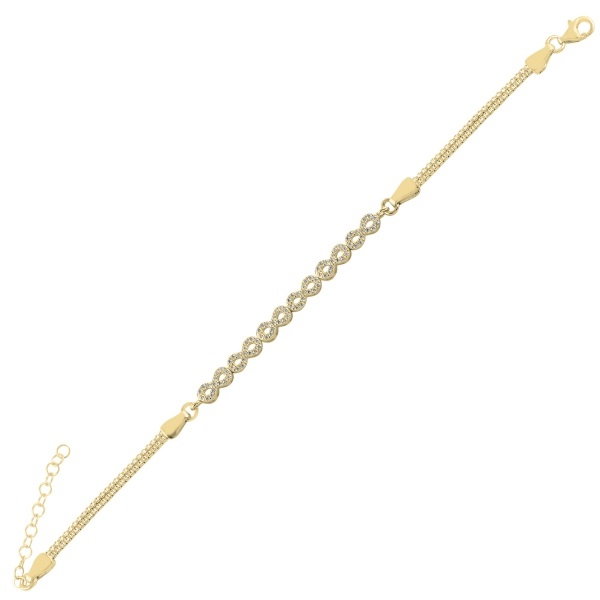 Bratara Infinity reglabila din argint 925 cu zirconii si lant dublu [1]