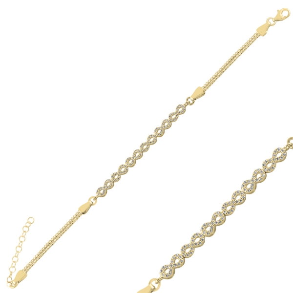 Bratara Infinity reglabila din argint 925 cu zirconii si lant dublu [2]