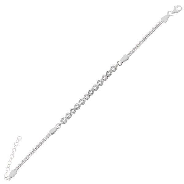 Bratara Infinity reglabila din argint 925 cu zirconii si lant dublu [1]