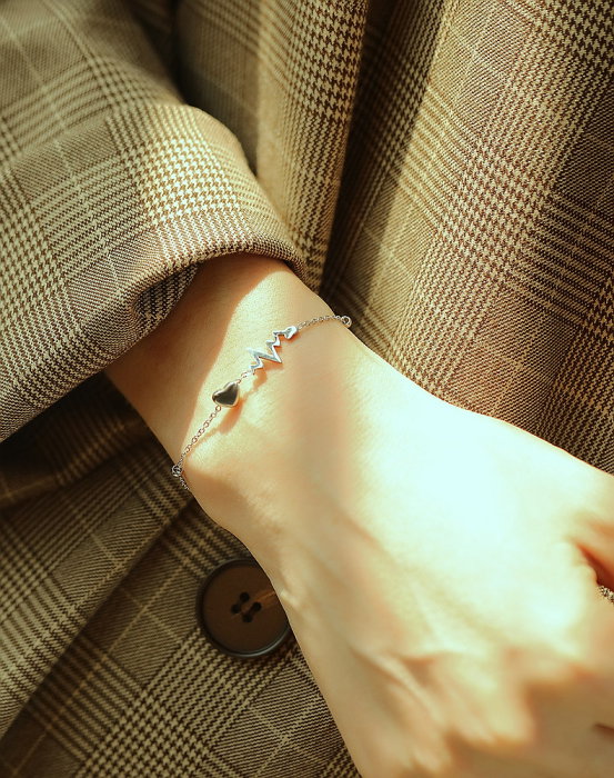 Bratara inox argintie cu simbol puls si inima – Energie si emotie pura [4]