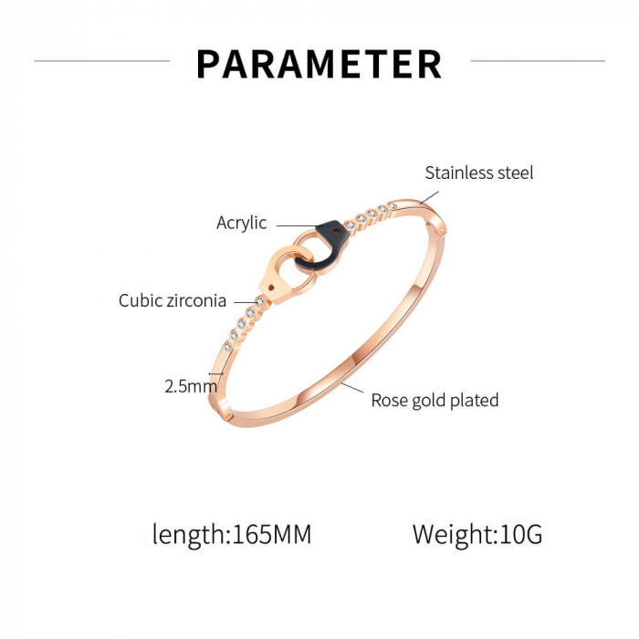 Bratara inox aur roz catuse cu zirconii [4]