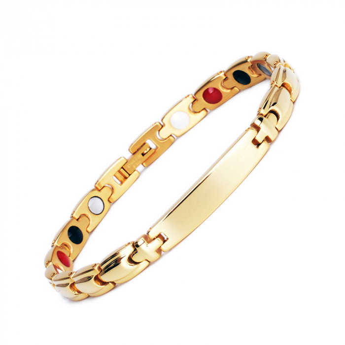 Bratara inox aurie cu magneti, turmalina, germaniu si anioni [1]
