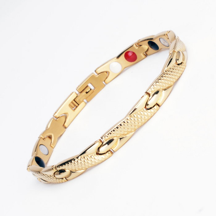 Bratara inox aurie cu magneti, turmalina, germaniu si anioni [1]