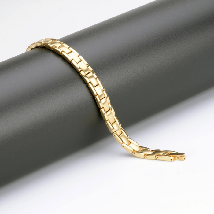 Bratara inox aurie cu magneti, turmalina, germaniu si anioni [4]