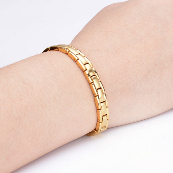 Bratara inox aurie cu magneti, turmalina, germaniu si anioni [2]