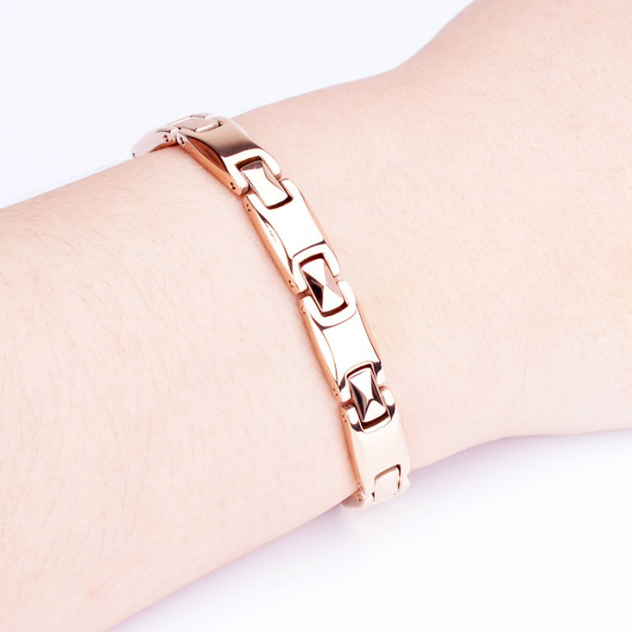 Bratara inox aurie cu magneti, turmalina, germaniu si anioni [2]