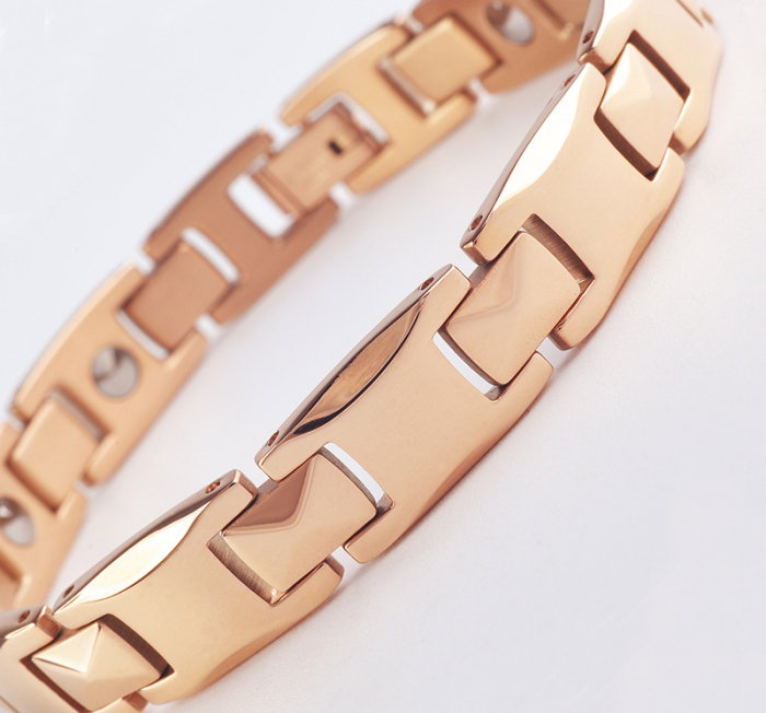 Bratara inox aurie cu magneti, turmalina, germaniu si anioni [5]