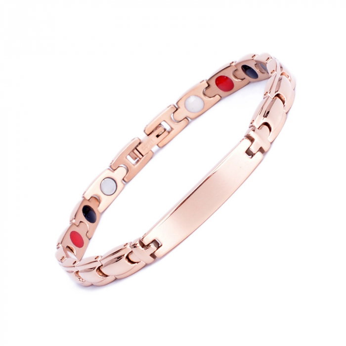 Bratara inox aurie cu magneti, turmalina, germaniu si anioni [4]