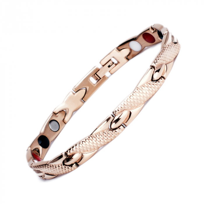 Bratara inox aurie cu magneti, turmalina, germaniu si anioni [2]