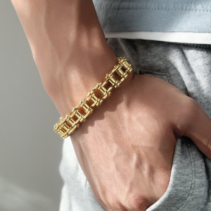 Bratara inox aurie lant moto – Putere, libertate si stil urban [2]