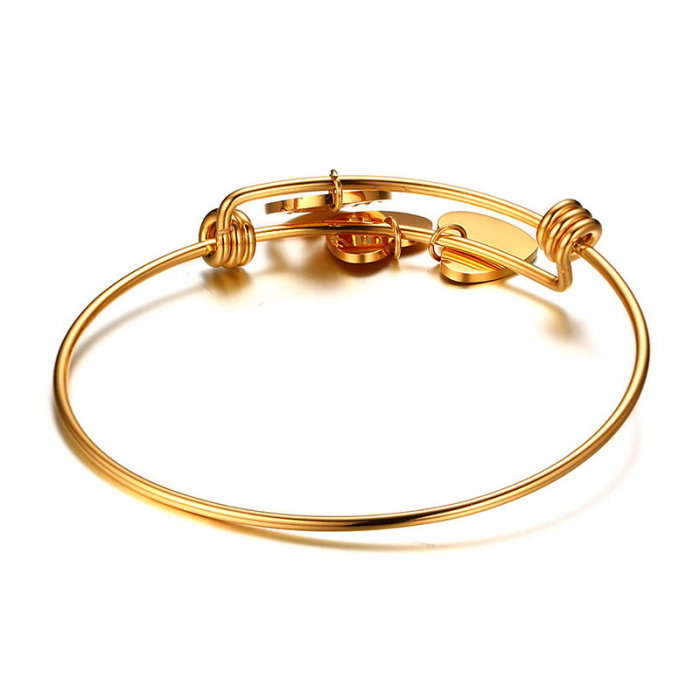 Bratara inox aurita Family cu inimioare si banut [2]