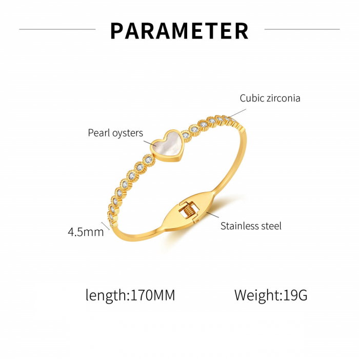 Bratara inox auriu inima cu abalone si zirconii [3]