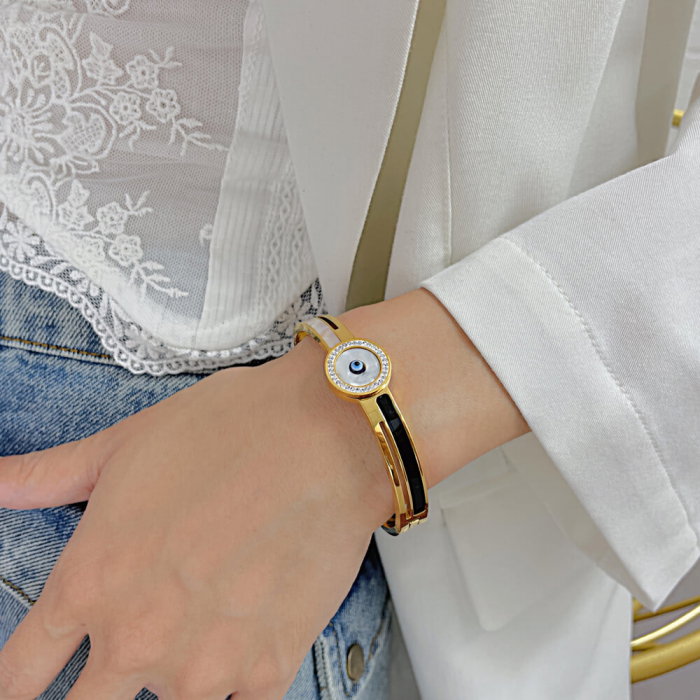 Bratara inox auriu ochi de deochi cu abalone [5]