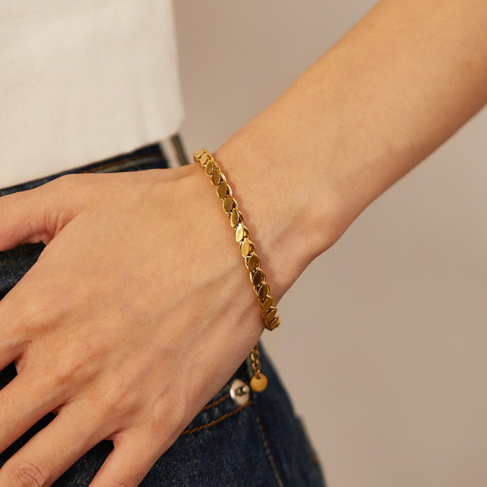 Bratara inox auriu reglabila Sirag de Frunze [4]