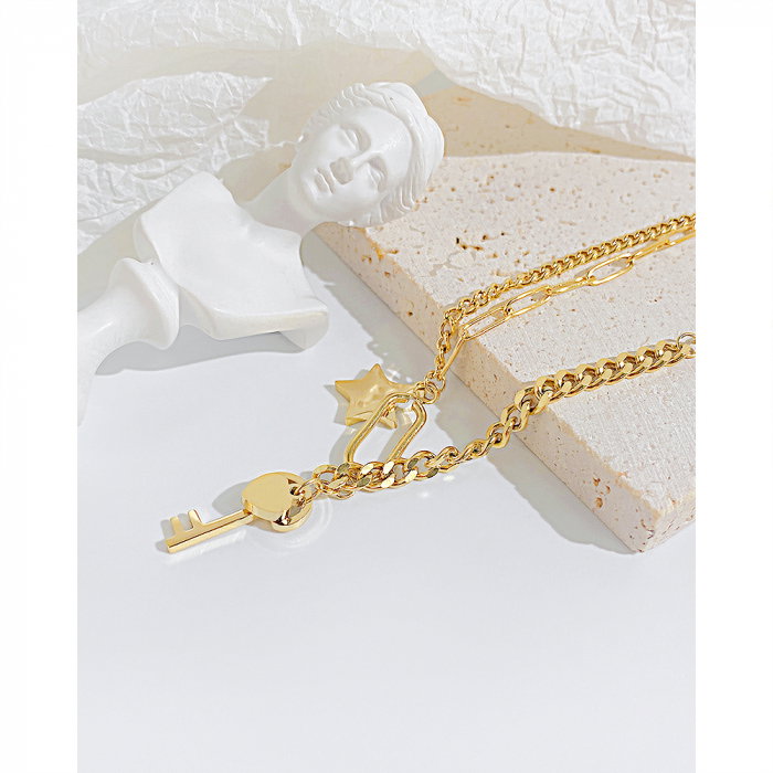 Bratara inox cu cheie si steluta [6]