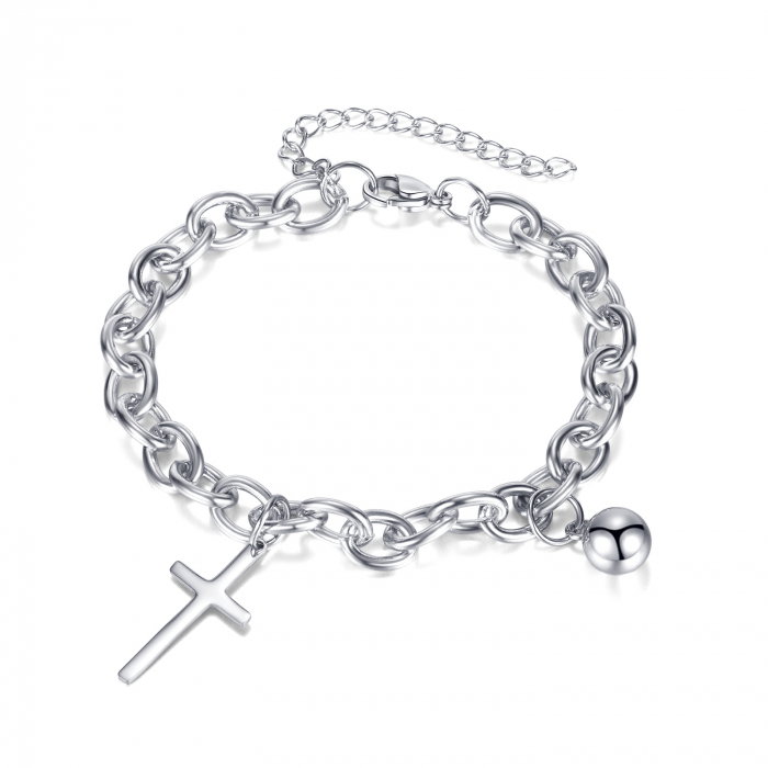 Bratara inox cu cruce si biluta [1]