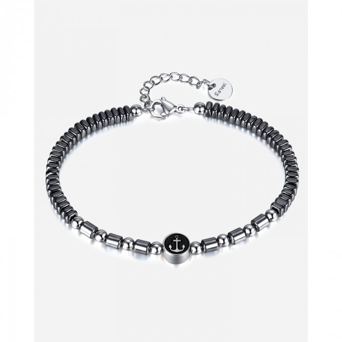 Bratara inox cu hematit si ancora [15]