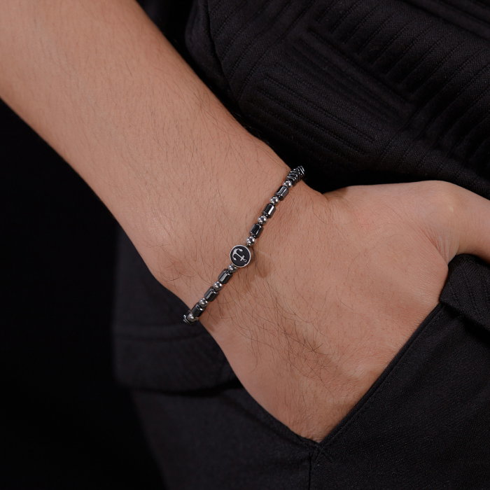 Bratara inox cu hematit si ancora [7]