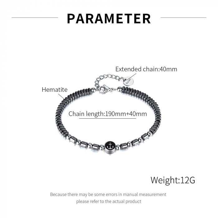 Bratara inox cu hematit si ancora [8]