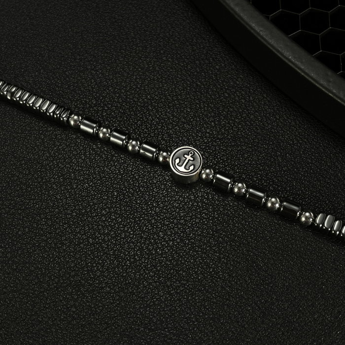 Bratara inox cu hematit si ancora [6]