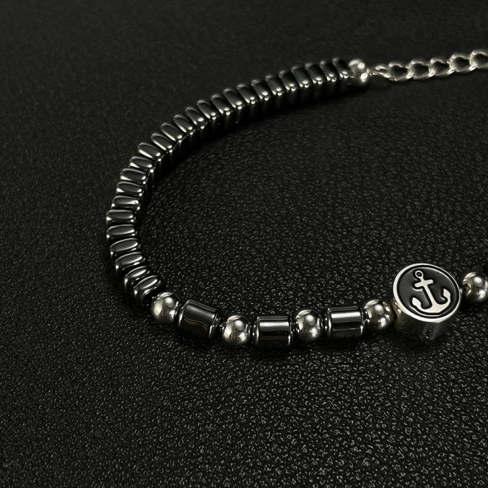 Bratara inox cu hematit si ancora [4]