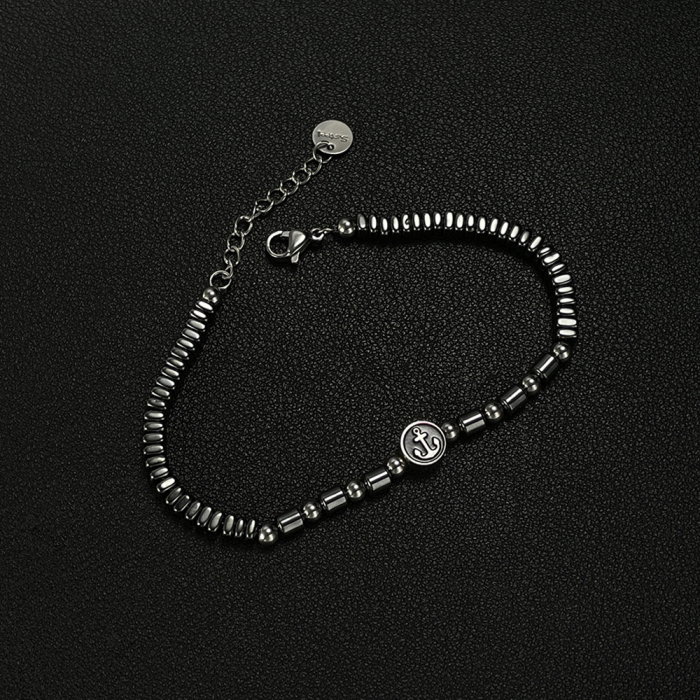 Bratara inox cu hematit si ancora [9]