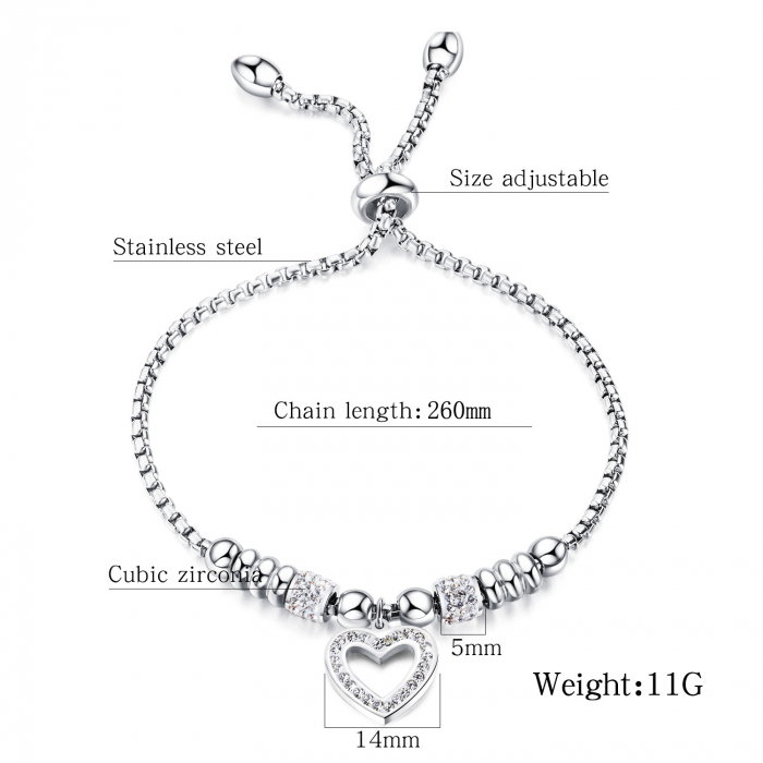 Bratara inox reglabila cu inimioara [7]
