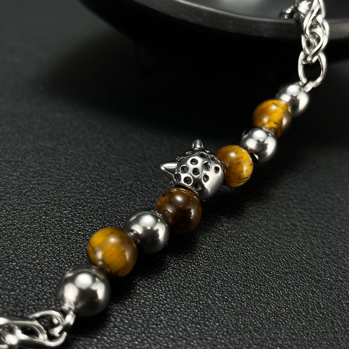 Bratara inox cu Ochi de Tigru si Cap de Leopard [9]