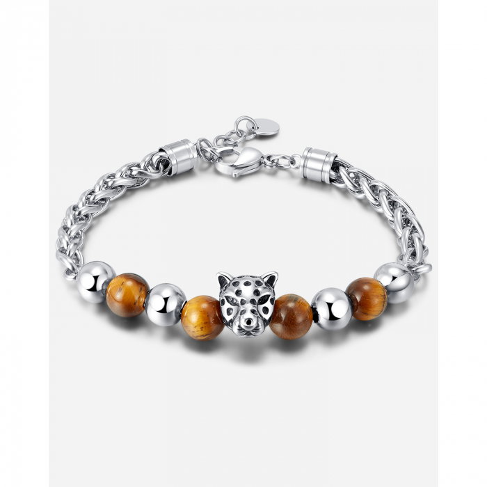 Bratara inox cu Ochi de Tigru si Cap de Leopard [14]