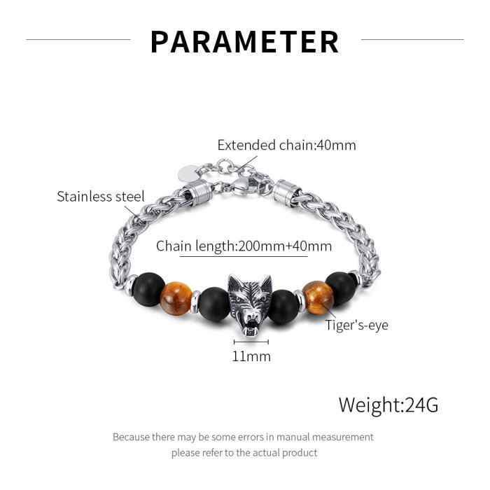 Bratara inox cu Ochi de Tigru si Cap de Lup [7]