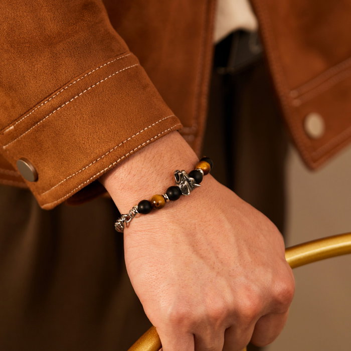 Bratara inox cu Ochi de Tigru si Cap de Lup [4]