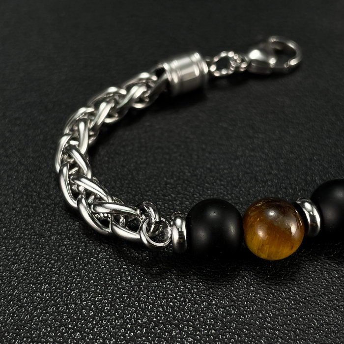 Bratara inox cu Ochi de Tigru si Cap de Lup [13]