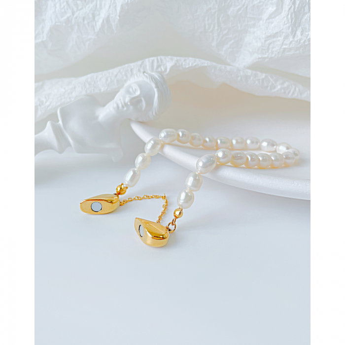 Bratara inox cu perle si inimioare [4]