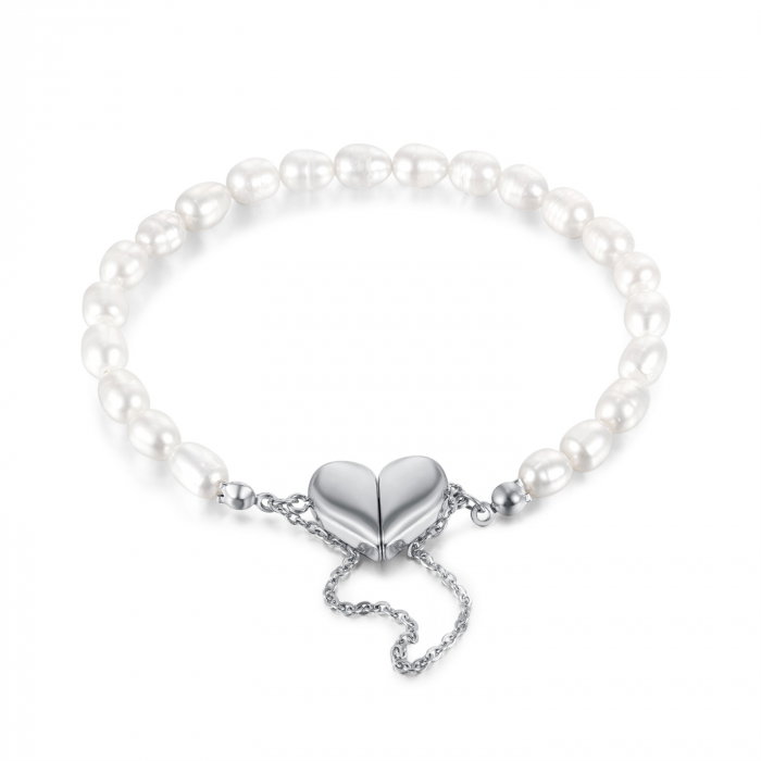 Bratara inox cu perle si inimioare [1]