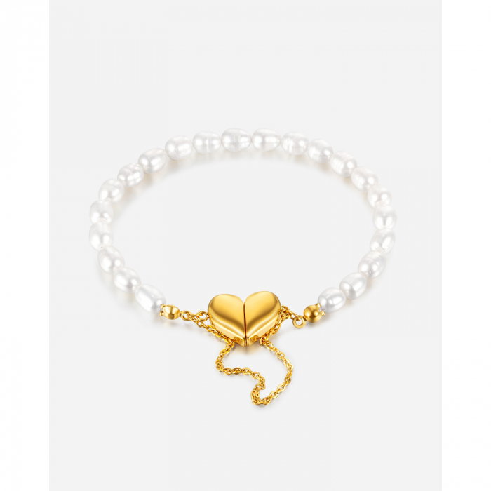 Bratara inox cu perle si inimioare [3]
