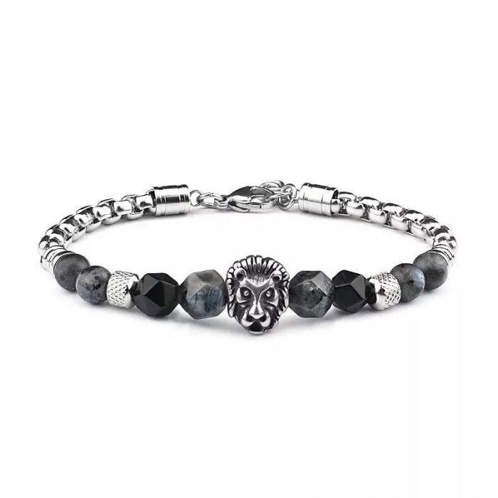 Bratara inox cu pietre semipretioase si Cap de Leu [1]