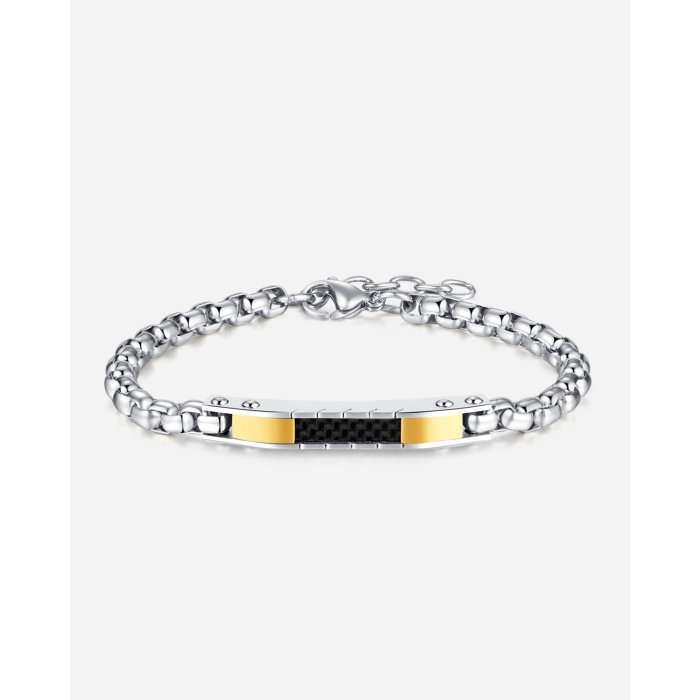 Bratara Unisex din inox cu placata aurie si fibra de carbon – Eleganta moderna [15]