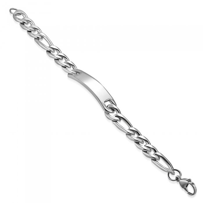Bratara inox cu placuta 21 cm si lant figaro BSL3356 [2]