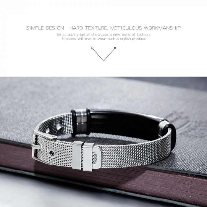 Bratara inox cu placuta neagra si cruce decupata [12]